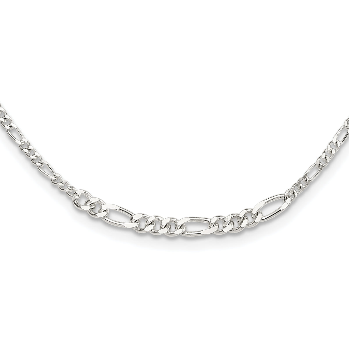 Sterling Silver E-coated Figaro Chain 18in Necklace