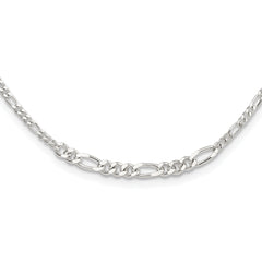 Sterling Silver E-coated Figaro Chain 18in Necklace