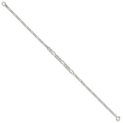 Sterling Silver E-coated Figaro Chain 7.5in Bracelet