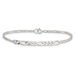 Sterling Silver E-coated Figaro Chain 7.5in Bracelet