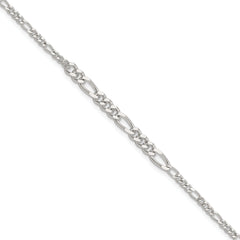 Sterling Silver E-coated Figaro Chain 7.5in Bracelet