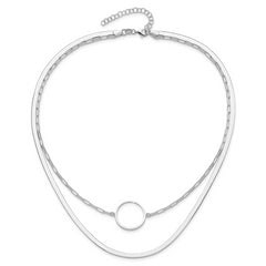 Sterling Silver Rhodium-plated 2 Strand 16in w/2in ext Necklace