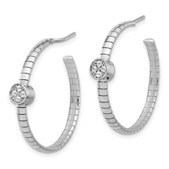 Sterling Silver Rhodium-plated Polished CZ Post Hoop Earrings