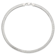 Sterling Silver Polished and Textured 8mm Flat Herringbone 18in Necklace