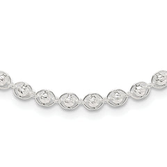 Sterling Silver Polished and Diamond Cut Beaded Necklace