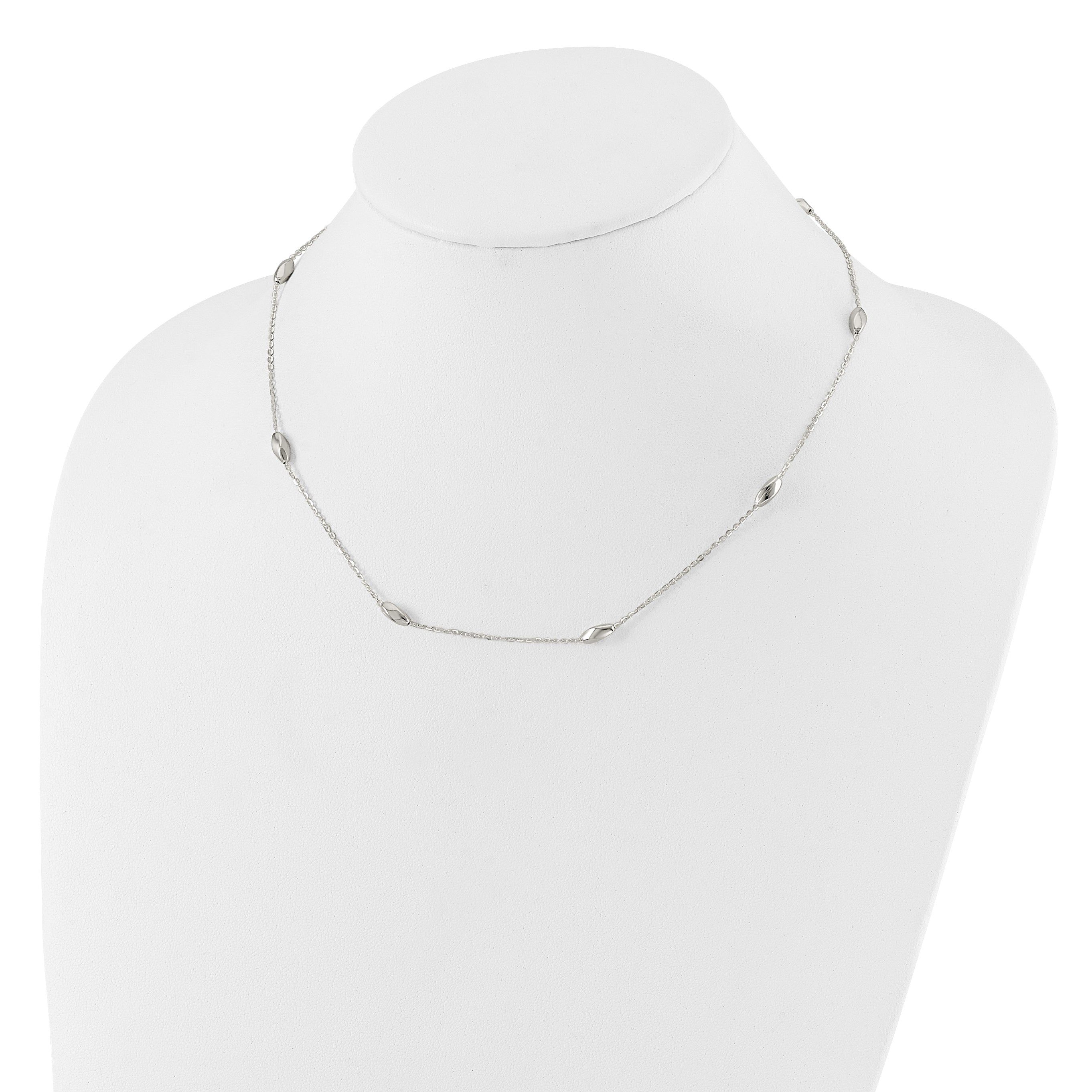 Sterling Silver Polished Fancy Beaded Link 18in Necklace