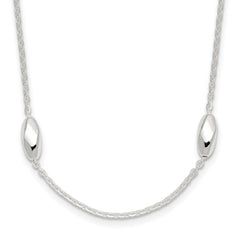 Sterling Silver Polished Fancy Beaded Link 18in Necklace