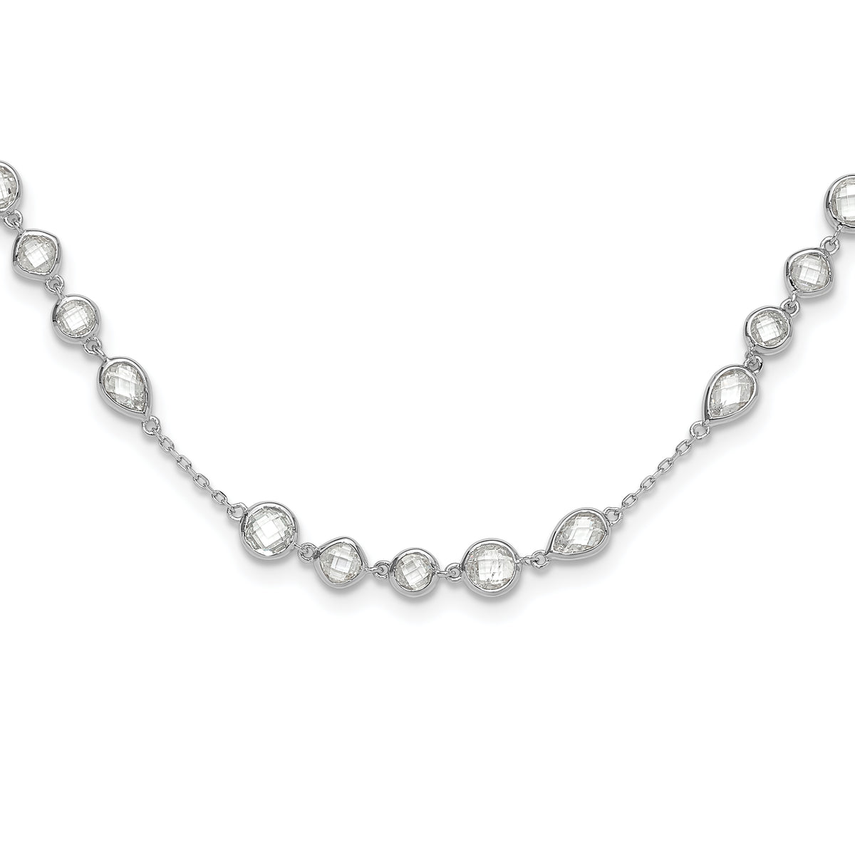 Sterling Silver Rhodium-plated Fancy CZ 18in Necklace