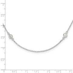 Sterling Silver Polished CZ 6 Station with 2in ext Necklace