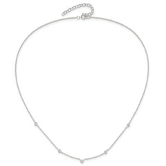 Sterling Silver E-coated CZ Stations 18in w/2in ext Necklace