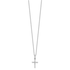 Sterling Silver Rhodium-plated CZ Cross 18in Necklace