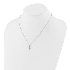 Sterling Silver Rhodium-plated CZ Cross 18in Necklace