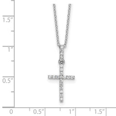 Sterling Silver Rhodium-plated CZ Cross 18in Necklace