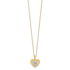 Sterling Silver Gold-tone Angel in Heart 18in Necklace