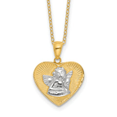 Sterling Silver Gold-tone Angel in Heart 18in Necklace