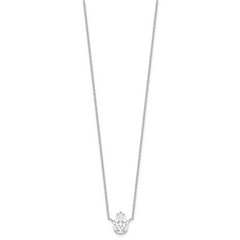 Sterling Silver Rhodium-plated Hamsa 16in w/2in ext. Necklace