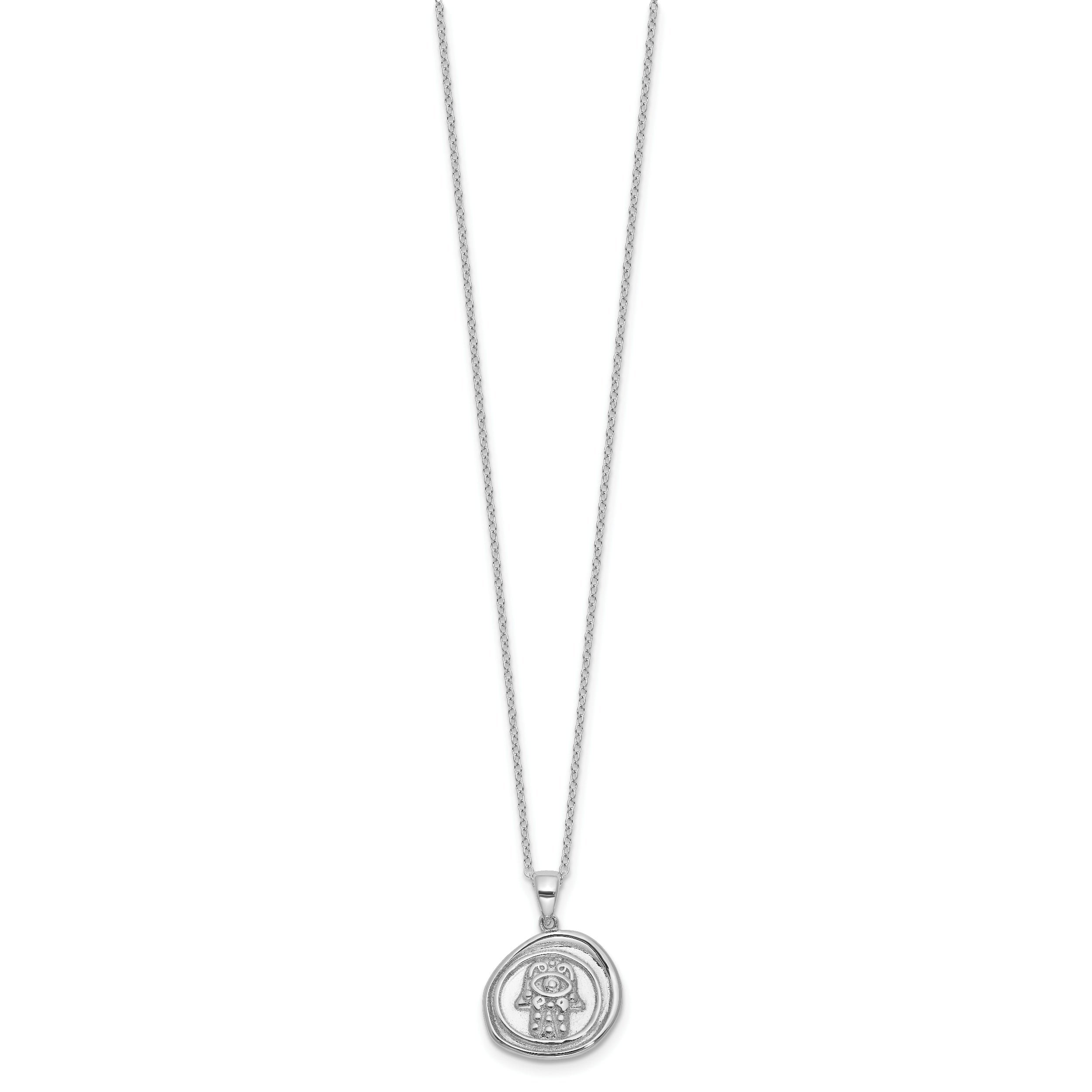 Sterling Silver Rhodium-plated Hamsa 18in Necklace