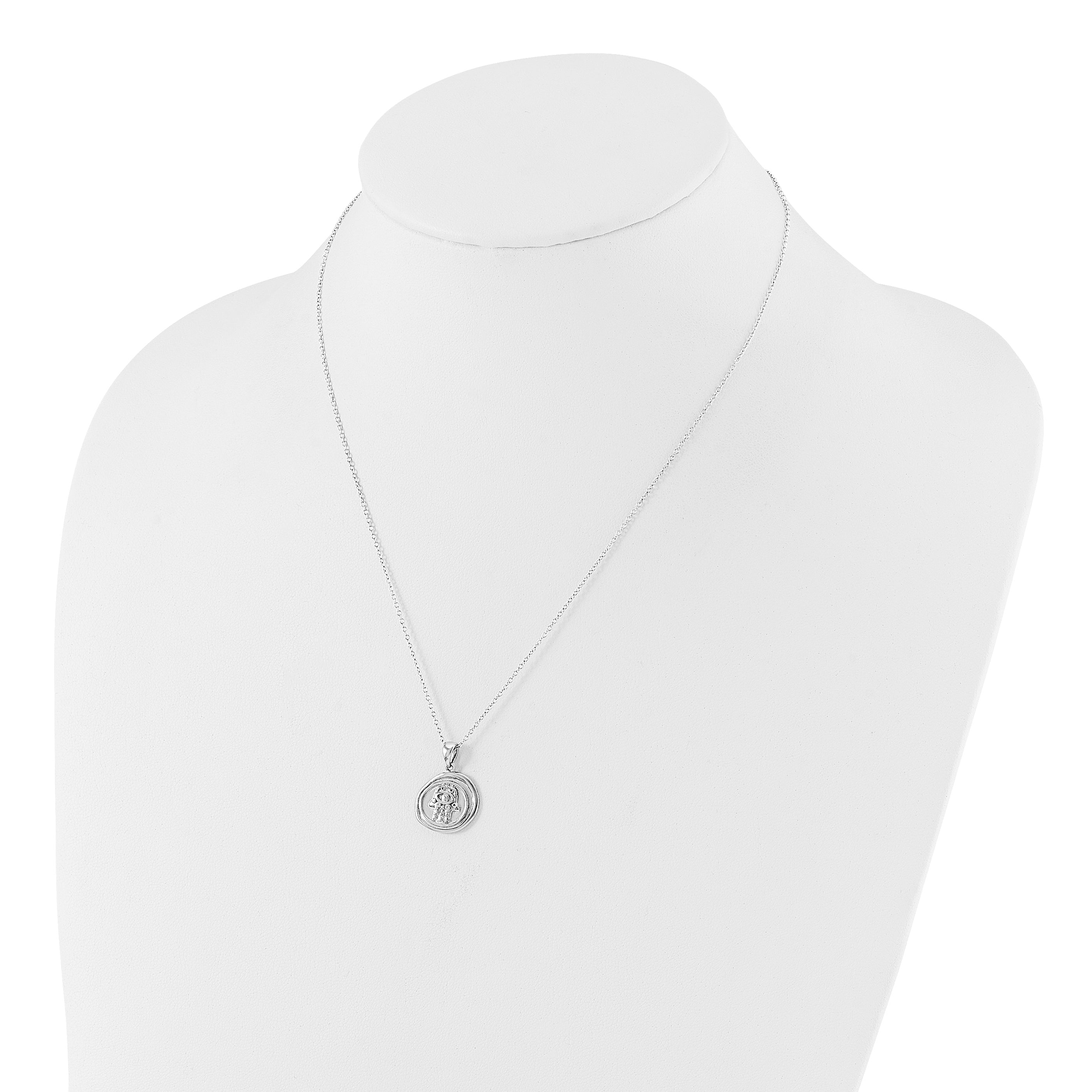 Sterling Silver Rhodium-plated Hamsa 18in Necklace