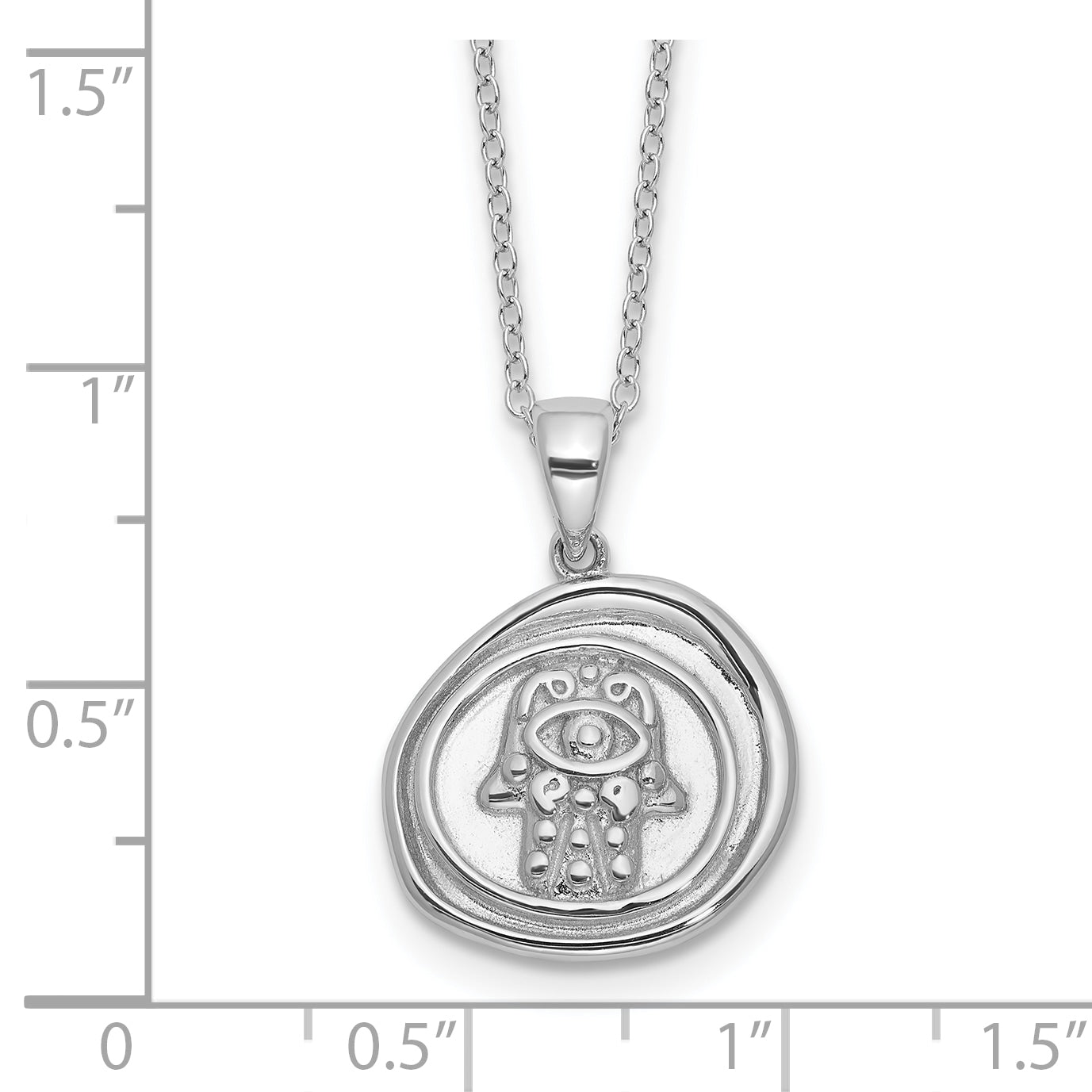 Sterling Silver Rhodium-plated Hamsa 18in Necklace