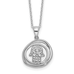 Sterling Silver Rhodium-plated Hamsa 18in Necklace