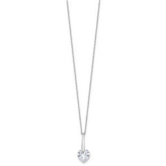 Sterling Silver Rhodium-plated CZ Heart 16in w/2in ext Necklace