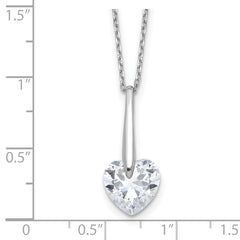 Sterling Silver Rhodium-plated CZ Heart 16in w/2in ext Necklace