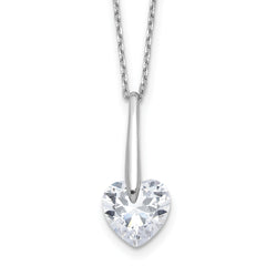 Sterling Silver Rhodium-plated CZ Heart 16in w/2in ext Necklace