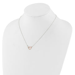 Sterling Silver and Rose-tone Polished Double Heart 18in Necklace