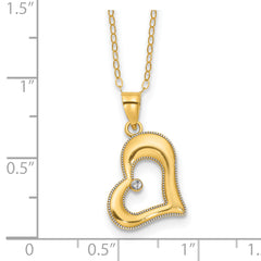 Sterling Silver Gold-tone with Rhodium Heart 16in w/2in ext. Necklace