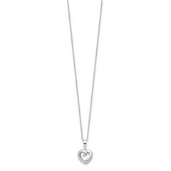 Sterling Silver Rhodium-plated Heart 16in w/2in ext Necklace