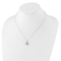 Sterling Silver Rhodium-plated Heart 16in w/2in ext Necklace