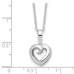 Sterling Silver Rhodium-plated Heart 16in w/2in ext Necklace