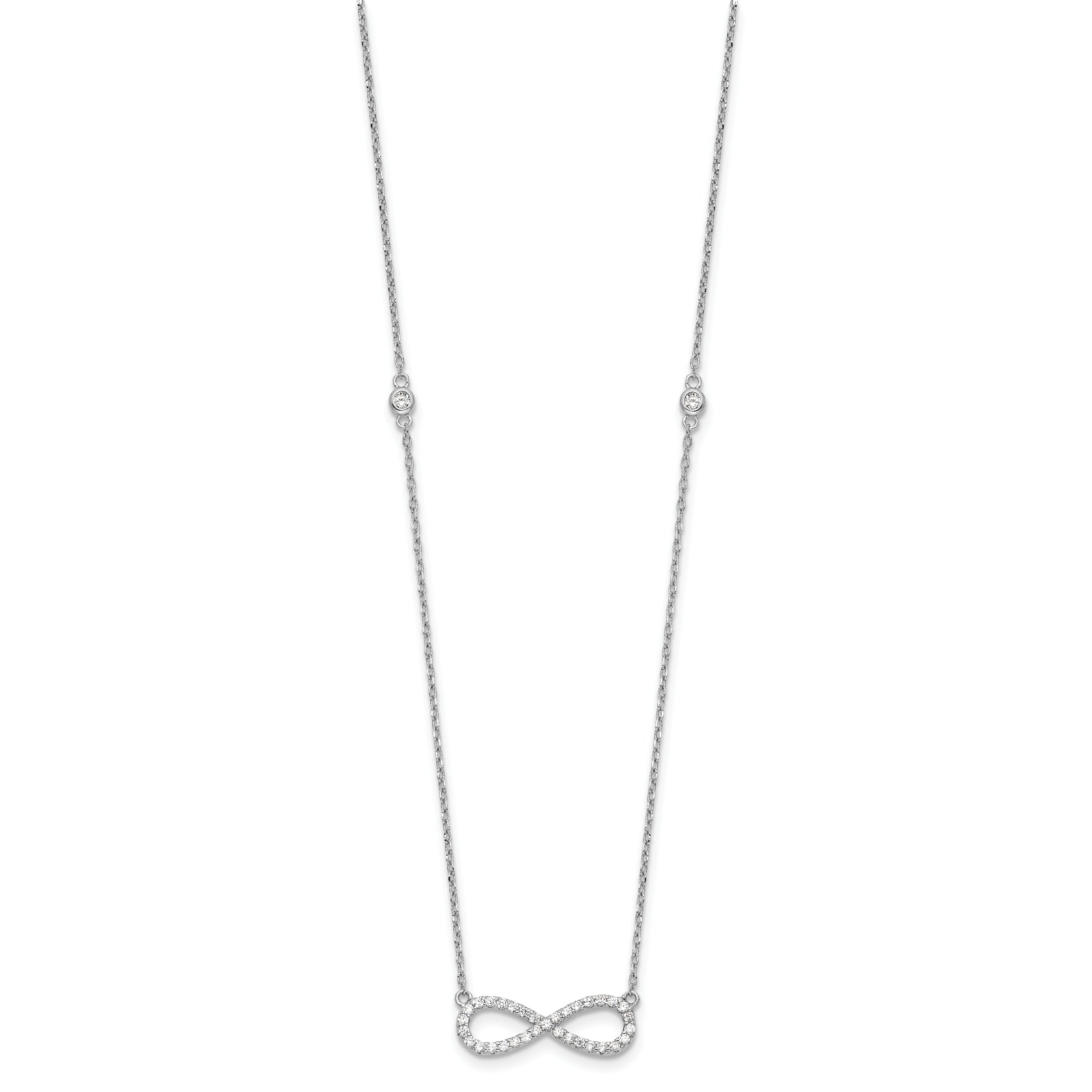 Sterling Silver Rhodium-plated CZ Infinity Symbol 18in w/2in ext. Necklace