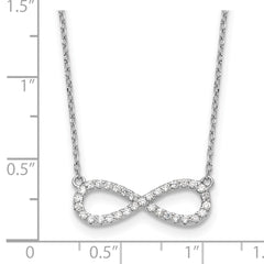 Sterling Silver Rhodium-plated CZ Infinity Symbol 18in w/2in ext. Necklace