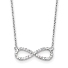 Sterling Silver Rhodium-plated CZ Infinity Symbol 18in w/2in ext. Necklace