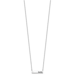 Sterling Silver Rhodium-plated CZ LOVE Enamel Bar w/2in ext Necklace