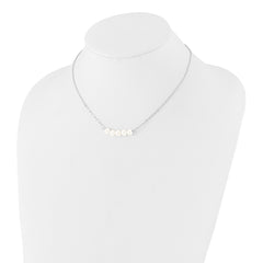 Sterling Silver Rhodium-plated Glass Pearl 16in w/2 in ext Necklace