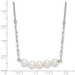 Sterling Silver Rhodium-plated Glass Pearl 16in w/2 in ext Necklace