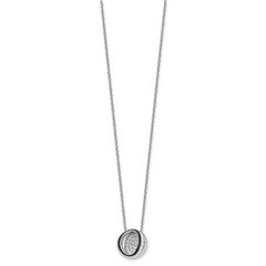 Sterling Silver Rhodium-plated CZ Enameled Open Round Necklace