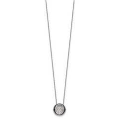 Sterling Silver Rhodium-plated CZ Enameled Open Round Necklace