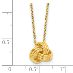 Sterling Silver Gold-tone Love Knot 16in w/2in ext. Necklace