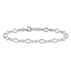 Sterling Silver 9inch Solid Polished Fancy Link Anklet