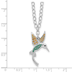 Sterling Silver Rhod-pltd CZ/Crystal Hummingbird 16in w/2in ext Necklace