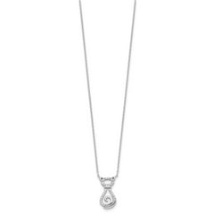 Sterling Silver Rhodium-plated CZ Cat w/2IN Ext Necklace