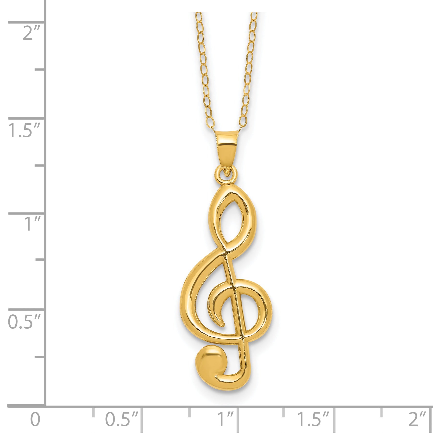 Sterling Silver Gold-tone 16in w/2in ext. Treble Clef Necklace