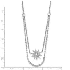 Sterling Silver Rhodium-plated Two Strand CZ Star 16in 1.5in ext Necklace