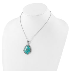 Sterling Silver RH-pl Oxidized Compressed Turquoise w/1.75in ext Necklace