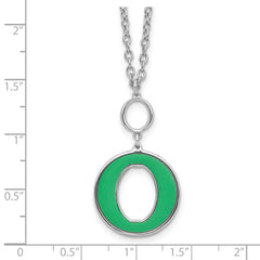 Sterling Silver Rhodium-plated 18in w/2in ext Green Enamel Circle Necklace