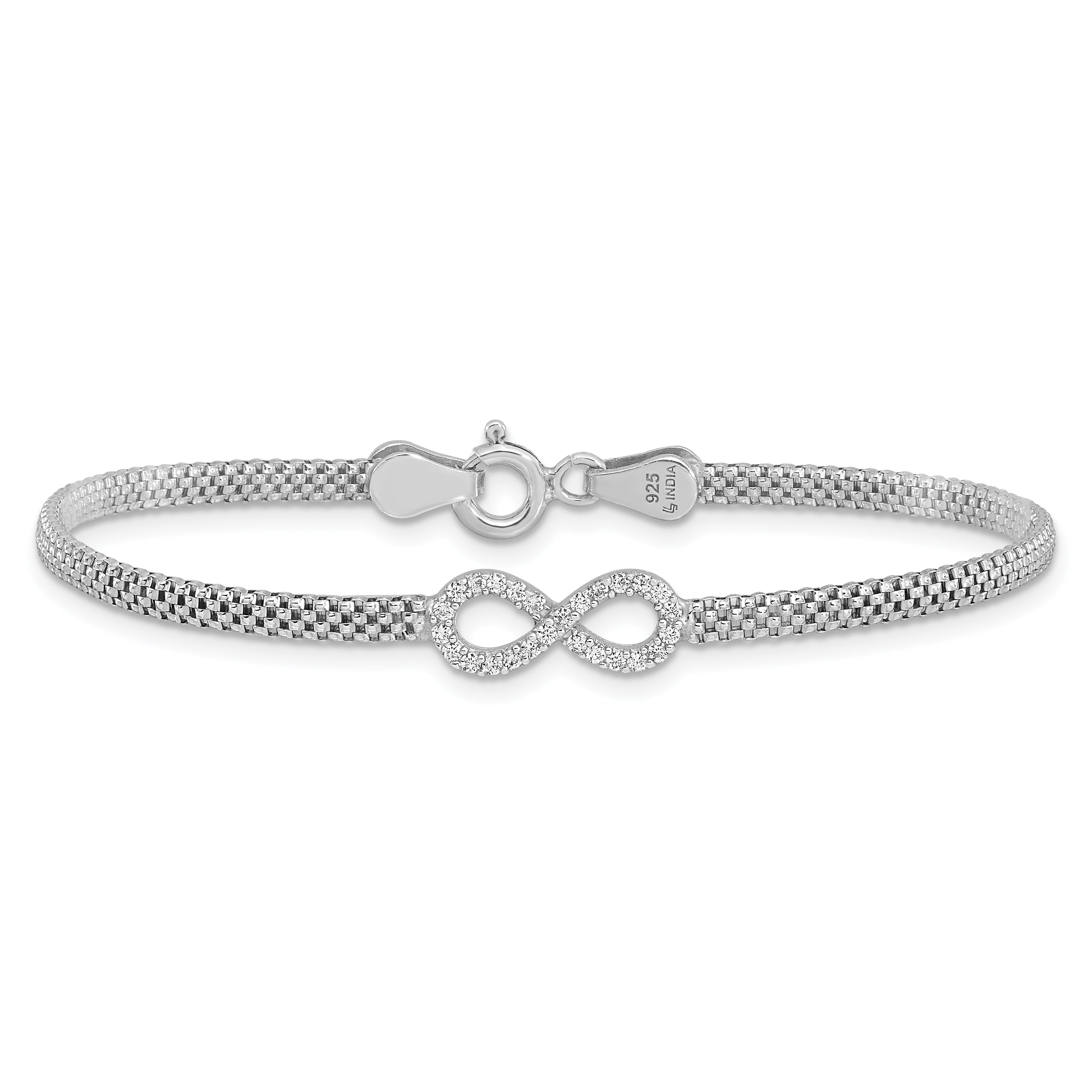 Sterling Silver Polished CZ Infinity Children's 6in Bracelet