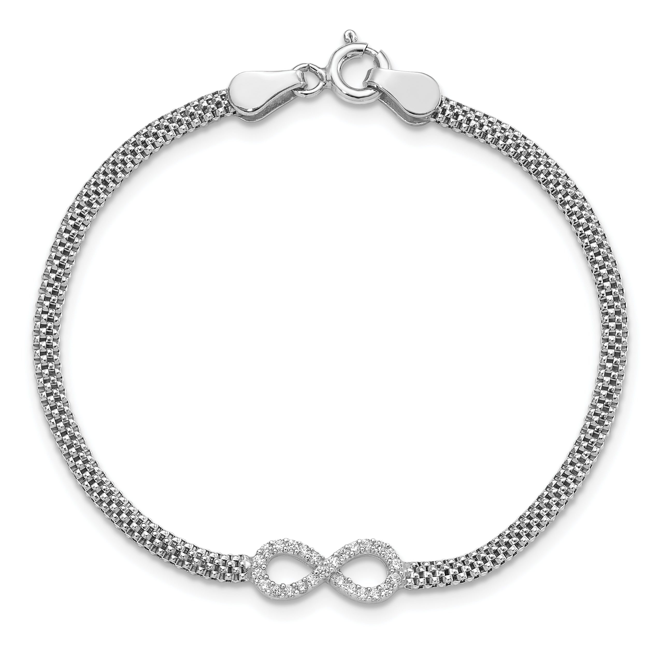 Sterling Silver Polished CZ Infinity Children's 6in Bracelet